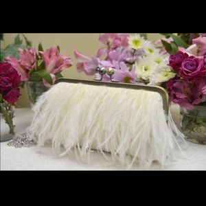 White Ostrich Feather Clutch